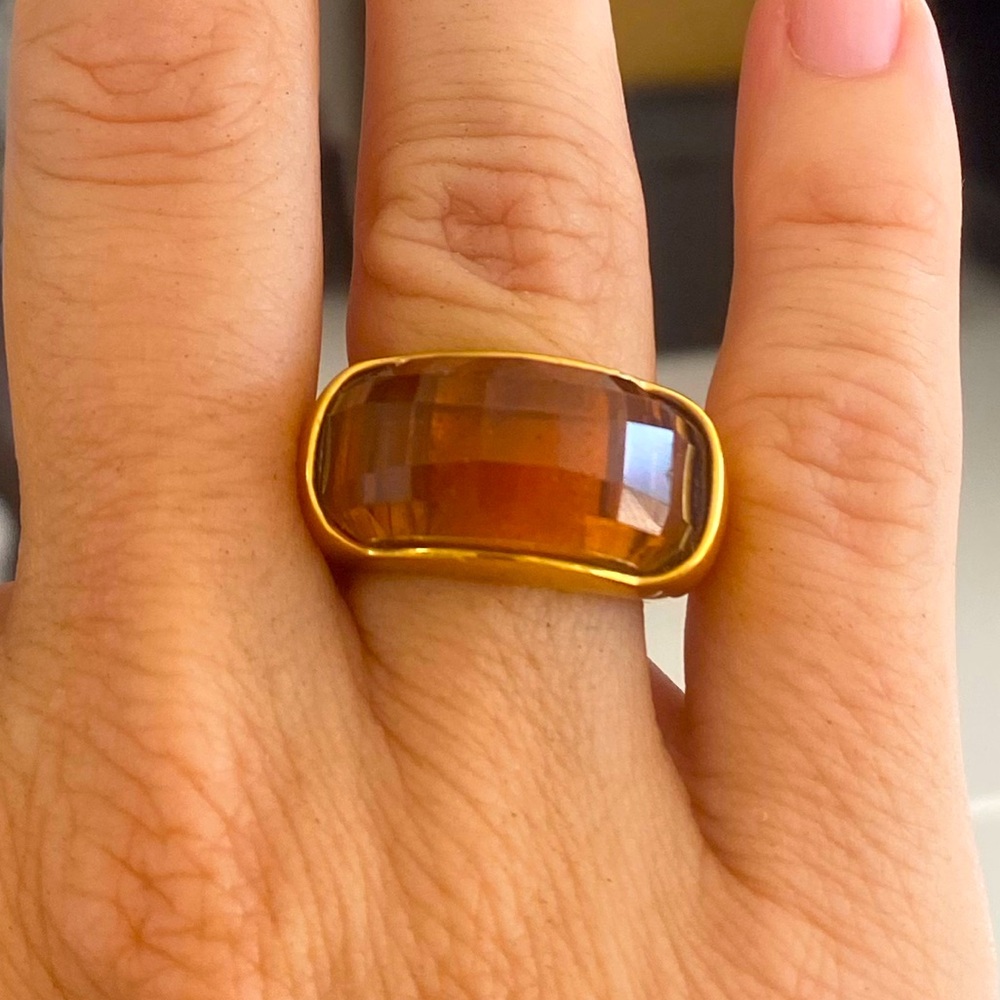 Women’s Swarovski size 7 Garnet and gold plated ring